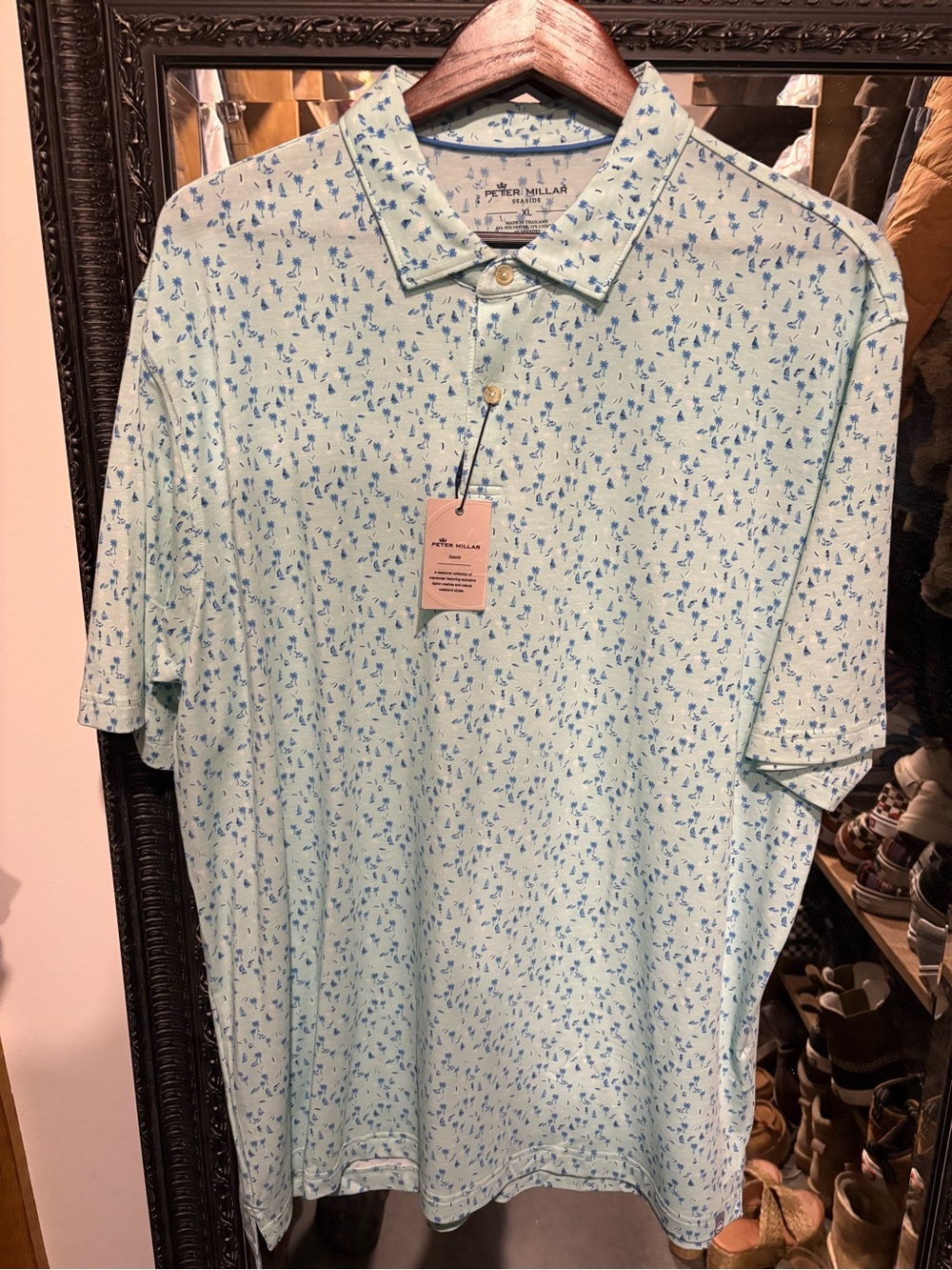 Peter Millar Pale Blue Micro Floral Polo